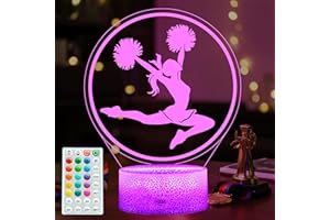 POSSHE Cheerleader Gifts, Cheerleader 3D Night Light with 16 Colors Changing, Timer, 4 Flash Modes and Dimmable, for Birthday Xmas Cheering Squad Gifts for Room Decor Girls