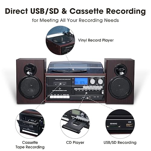 AW Vinyl Record Player with Speakers Turntable for Vinyl Records