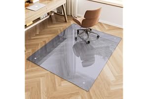 FlyEcho Glass Chair Mat 48" x 60" Heavy Duty Tempered Glass Office Chair Mat, Glass Floor Mat with Round Corner and Polished Edge for Smooth Glide, Carpet Hardwood Floor Protector,Grey