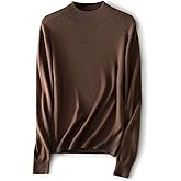 Ciovkis Women's Merino Wool Blend Sweater Fall Winter Mock Neck Long Sleeve First-Line Ready to Wear Seamless Knit Sweater