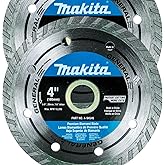 Makita 2 Pack - 4” Turbo Diamond Blades For 4"+ Grinders & Circular Saws - Ultra-Fast Cutting For Concrete, Masonry & Brick - 5/8”, 20mm & 7/8” Arbors