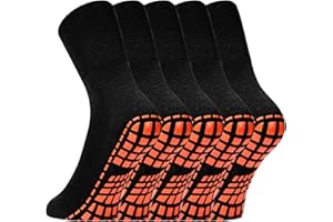 NOVAYARD 5 Pairs Non Slip Socks Hospital Diabetic Non Skid Slipper Socks Men Women