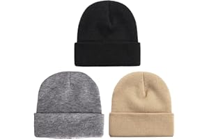 NPQQUAN 3 Packs Unisex Beanie Hats for Men Women Winter Knit Beanies