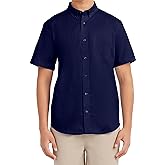 Nautica Young Men's Uniform Short Sleeve Performance Oxford Button-Down Shirt