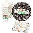 Silver Buffalo Friends Central Perk Iconic Icons and Quotes Pivot 60 Pack Partyware Disposable Paper Plates, Napkins, and Cups
