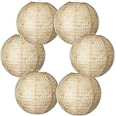 6 PCS Print Burlap Paper Lanterns Hanging Round Chinese Lanterns for Boho Classroom Decor Baby Shower Bridal Shower Rustic Vintage Wedding Birthday Party Farmhouse Decorations