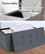 Dripex Folding Linen Storage Ottoman 80L Dark Gray 76x38x38 cm view 5