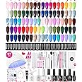 Beetles Gel Nail Polish Kit with U V Light 97Pcs Travel Holiday 45 Colors Gel Polish Set with Nail Stamp Nail Tips Base Top Coat All Season Gel Polish Starter Kit Gift for Women