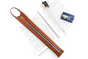 MG LEATHER WORK Premium Crazy Horse Leather Conductor's Baton Case – Durable & Stylish. Condusctor's baton holder. Baton protection. Accessories for conductors. Baton pouch with handle (Light brown)