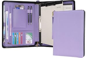 Wason A4 Portfolio with Zipper - Leather PU Padfolio with Detachable Ring Binder and Writing Notepad Holder, Conference File 