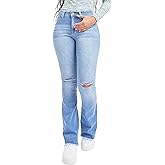 YMI Womens YMI Womens Jeans High-Rise Flare Jean with Frayed Hem - Long Inseam