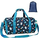 Bagseri Boys Duffle Bag for Travel - Kids Gym & Sports Bag with Shoe Compartment & Water Resistant Wet Pocket, Weekender for Camping & Sleepover (Blue Space Astronaut)