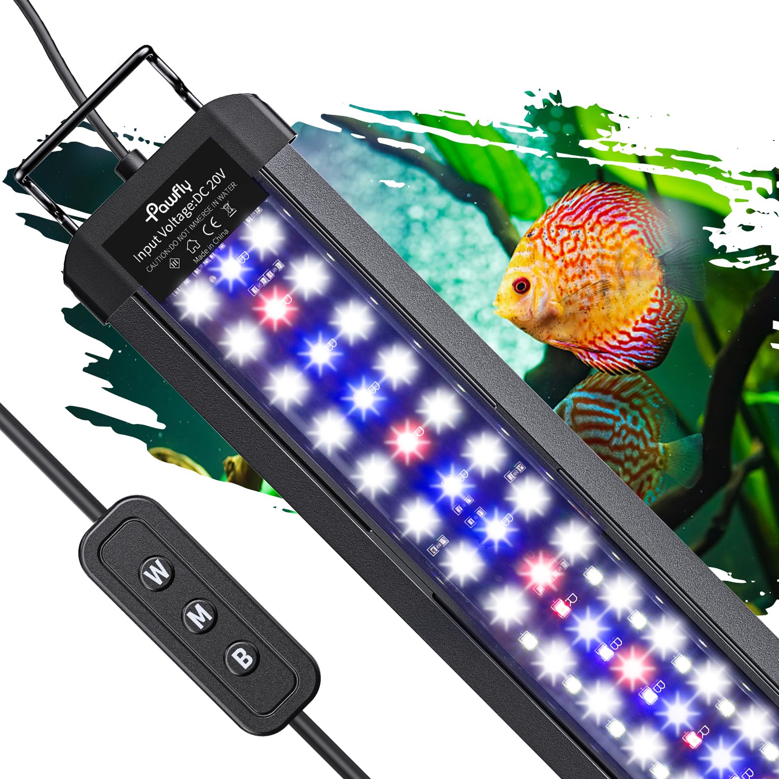 Photo 1 of Pawfly 14W Aquarium LED Light for 18 to 24 Inch Fish Tanks Extendable Fish Tank Light with Full Spectrum Brilliant White Blue Red Lights with Daytime & Night Modes and Adjustable Brightness