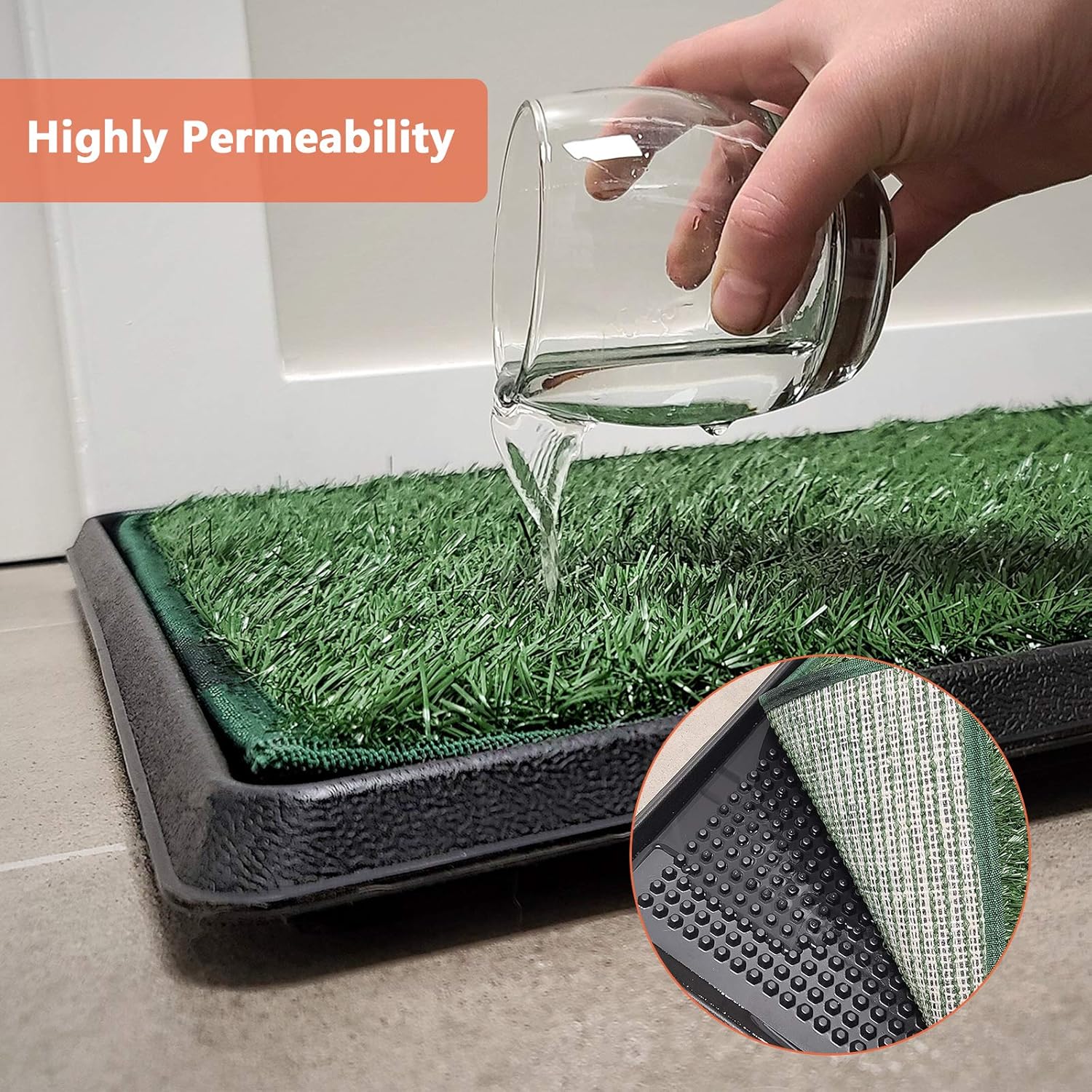 Dog Grass Large Pet Loo Indoor/Outdoor Portable Potty, Artificial Grass Patch Bathroom Mat for Puppy Training, Full System with Trays, Easy to Clean (3-Layered System Tray, 20"x30") : Kitchen & Dining