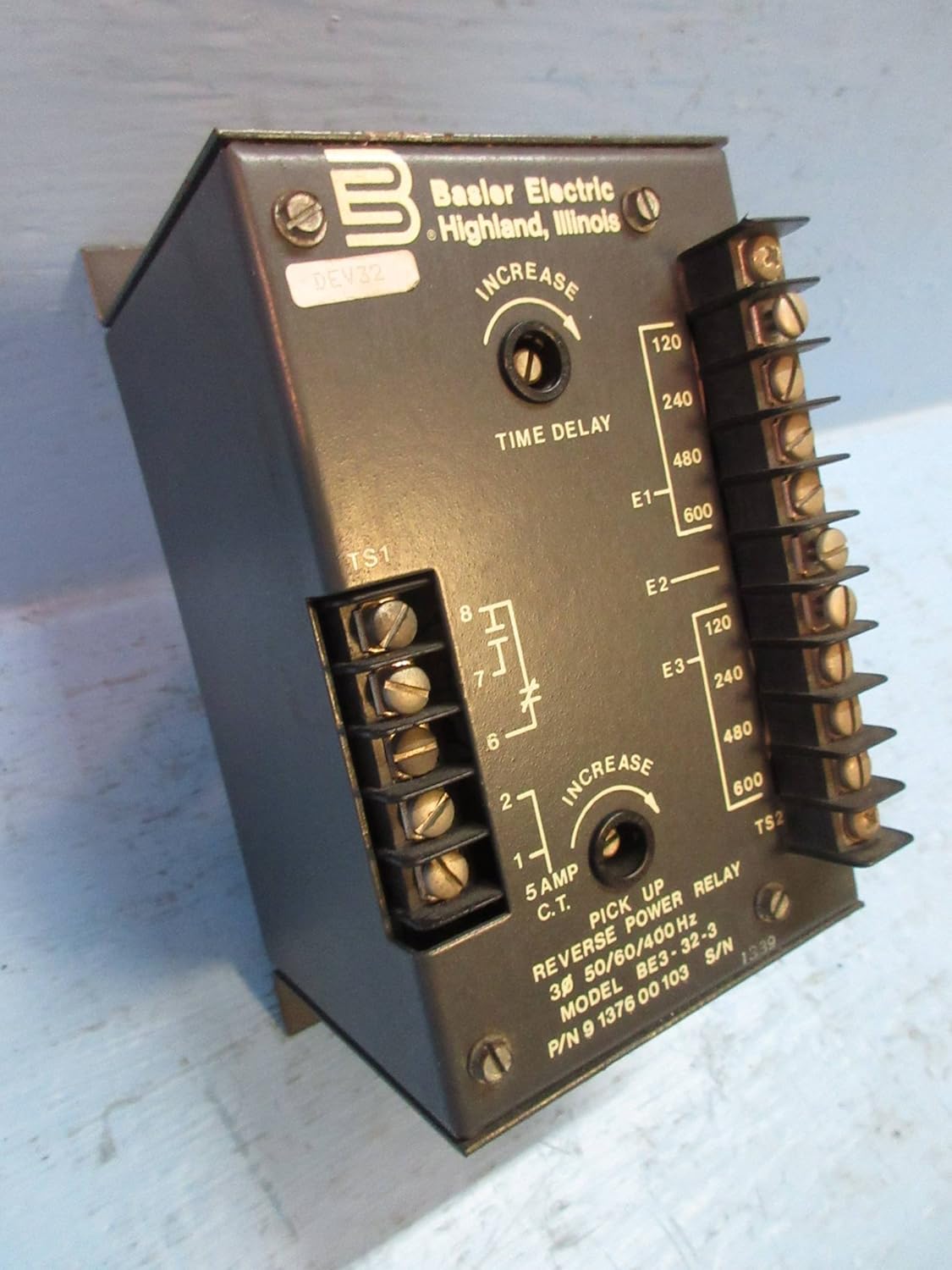 Basler Electric BE3323 Reverse Power Relay 9137600103 3PH 50/60