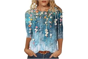 COJCOIHN Peacock Print Feathers Bird Lover Women Gifts Tshirt 3/4 Sleeve Sea Turtle Beach Graphic Funny Animal Hawaiian Tees