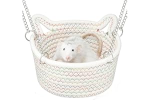 JWSHANG JW Shang Chew Proof Small Animal Hammock, Hanging Basket for Cage, Durable Rat & Mice Sleeping Nest with Sturdy Chains