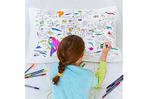 eatsleepdoodle - Coloring Pillowcase for Kids – Reusable DIY Pillow Cover with Washable Markers, Educational Arts & Crafts Activity for Boys & Girls, Fun Gift for Creative Play, Machine Washable