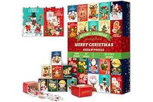 PICKFORU Advent Calendar 2024 Christmas Jigsaw Puzzles 1000 Pieces, 25 Boxes of Christmas Countdown Calendar Puzzles for Adults, Funny Holiday Puzzles for Kids as Christmas Decor