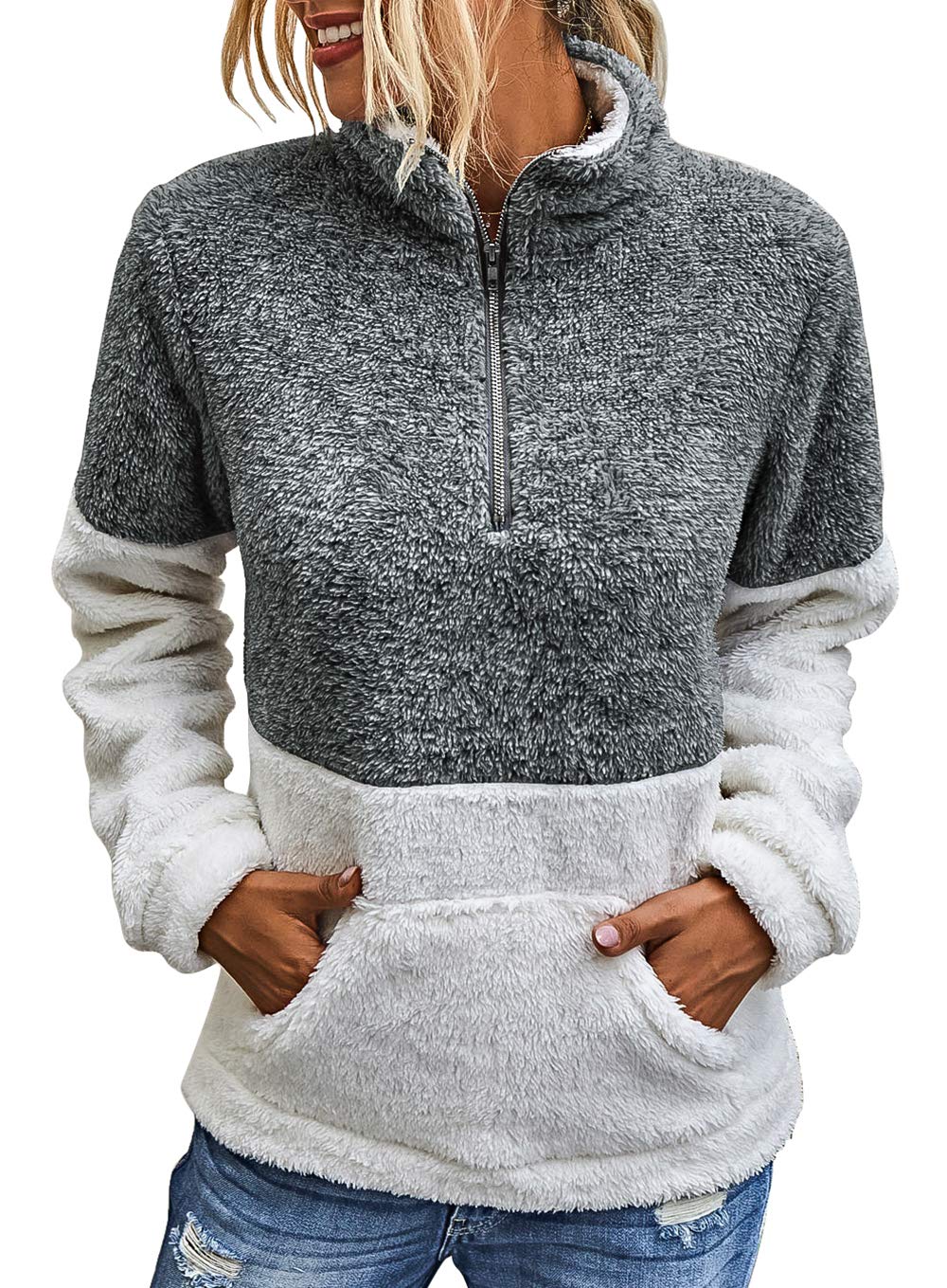 women's quarter zip sherpa pullover