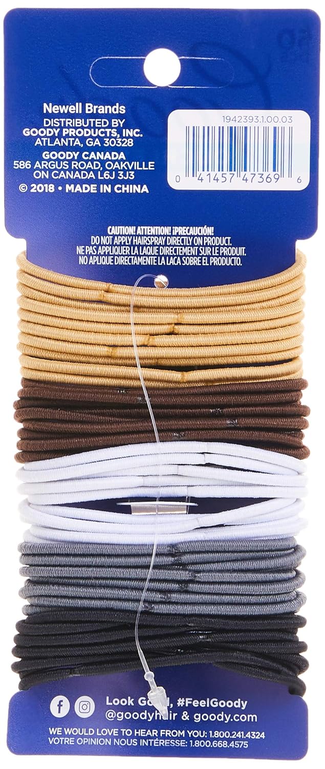 Goody Women's Hair Ouchless 2 mm Elastics, Neutral, 50 Count : Ponytail Holders : Beauty
