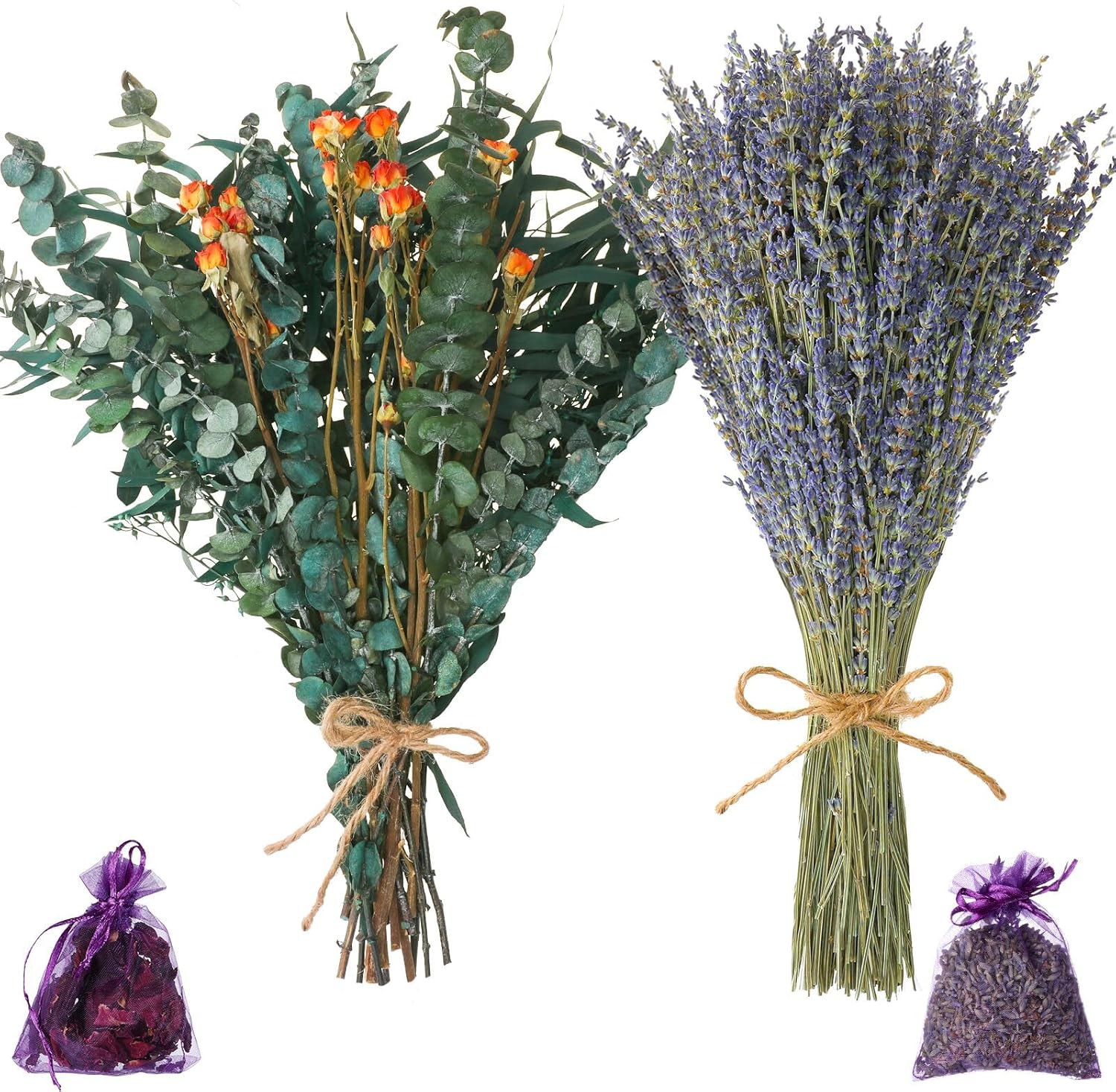 Dried & Preserved Flora - Fresh Eucalyptus, Dried Lavender, Dried Eucalyptus Stems, Dried Eucalyptus for Shower and Home décor, Fresh Eucalyptus for Shower Hanging Bundle and self-Care 119PCS