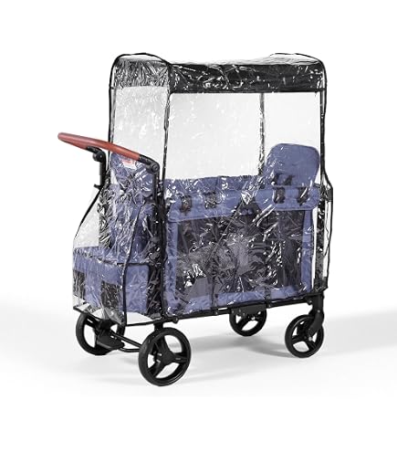 Poussette Tout Terrain SeedFuture Housse De Pluie Pour Poussette Double, Accessoires Pour Poussette Double Housse De Pluie Voyage En Plein Air, Impermu00e9able Et Coupe-vent Protection Pare Soleil Poussette