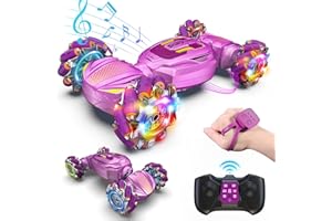 HARWORLIFE Gesture Sensing RC Stunt Car, Boys Girls Ages 6-12 Birthday Gift Ideas, 4WD Transform Off Road for Rotating Hand-Controlled 2.4Ghz Remote Control Twist Cars with Lights and Music Purple