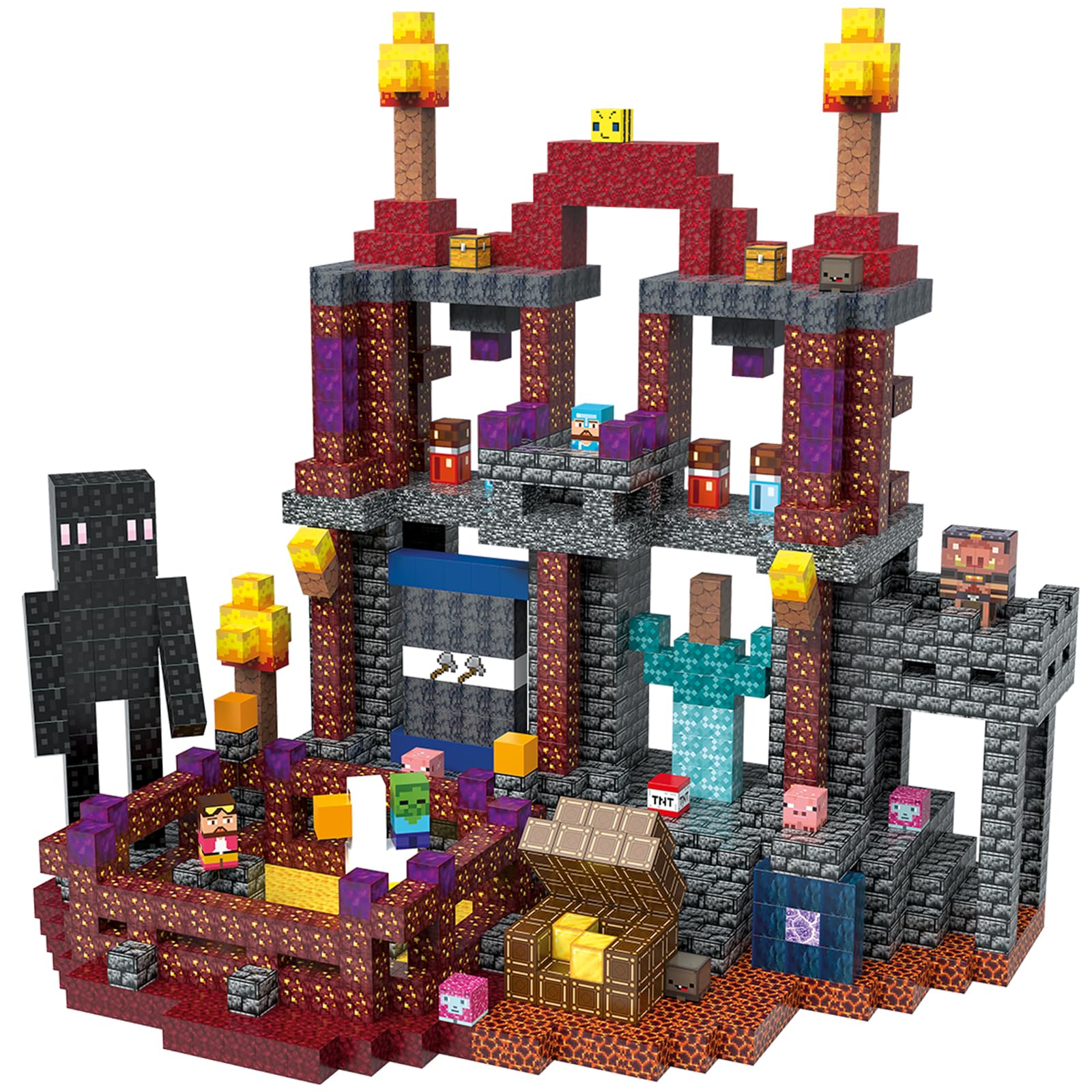 TUKIIE Magnetic Blocks, 120PCS Magnetic Building Blocks Build Woodland Castle Toy for 3 4 5 6 8 10 Year Old Boys Girls, Interactive Building Toys Birthday Gifts for Kids