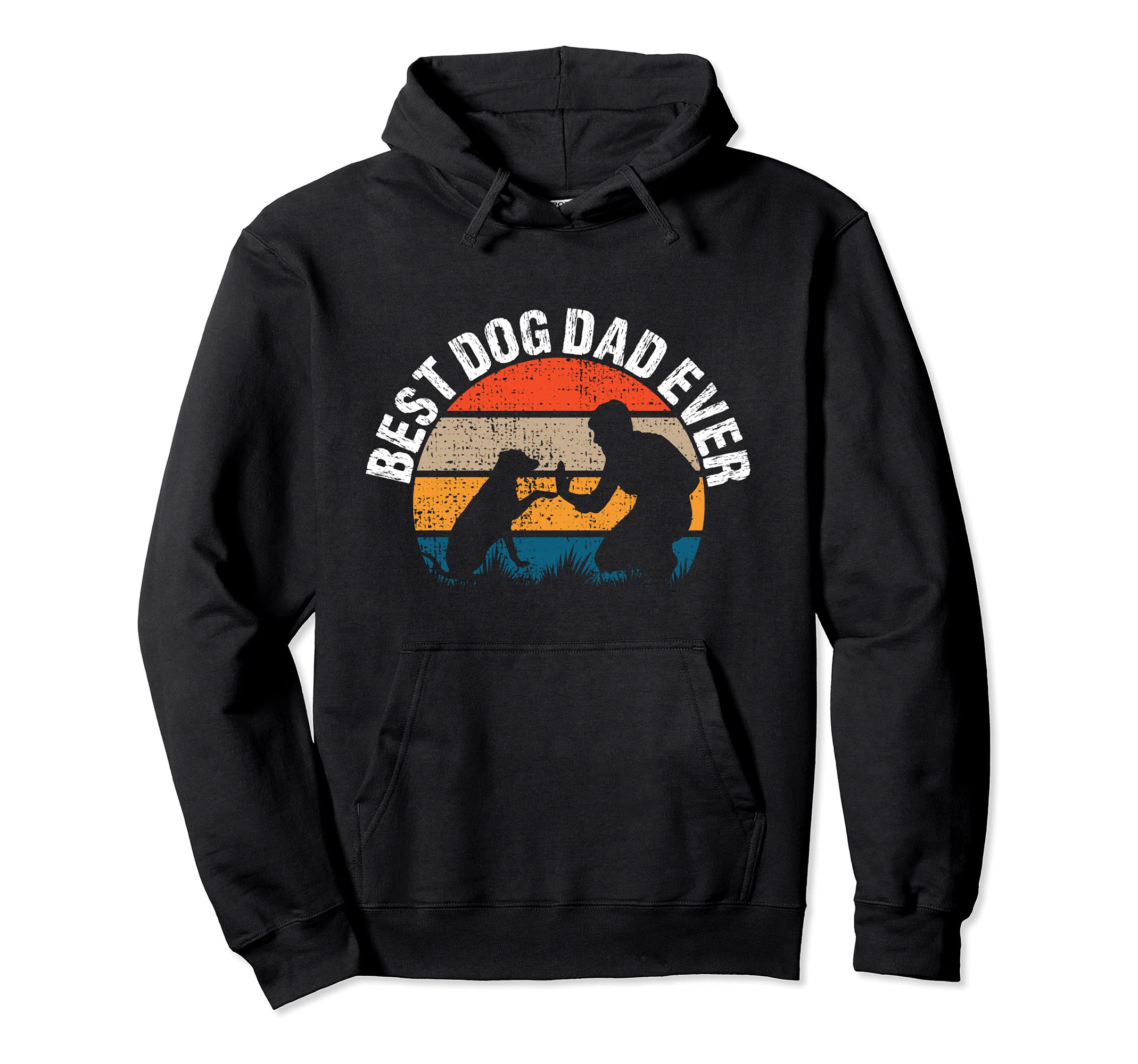 Vintage Best Dog Dad Ever Retro Fist Pump Puppy Doggy Pullover Hoodie