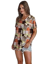 Ladies Tops and Blouses V Neck Tshirts Pleated