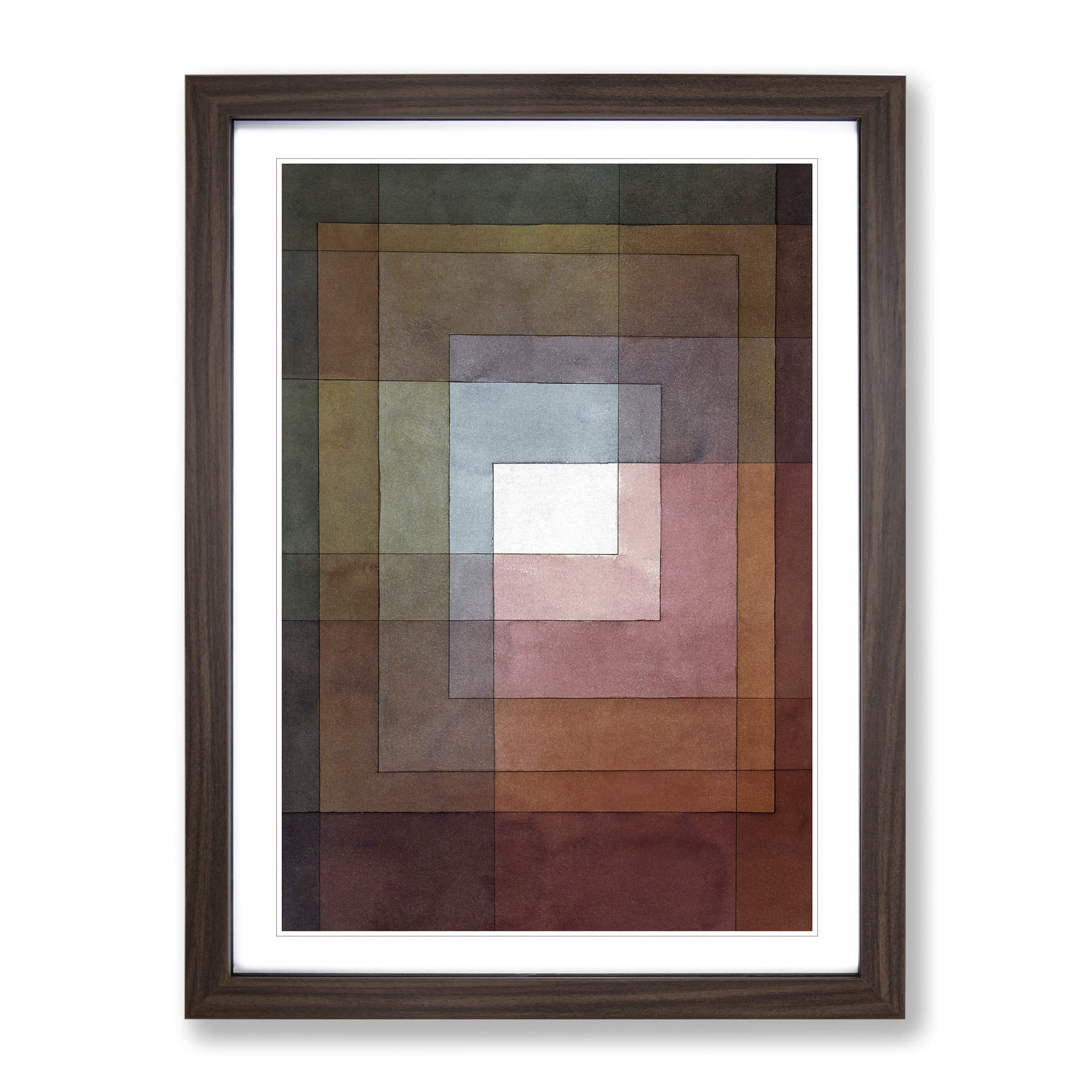 Watercolour Squares By Paul Klee Classic Painting Framed Wall Art Print, Ready to Hang Picture for Living Room Bedroom Home Office Décor, Walnut A3 (34 x 46 cm)