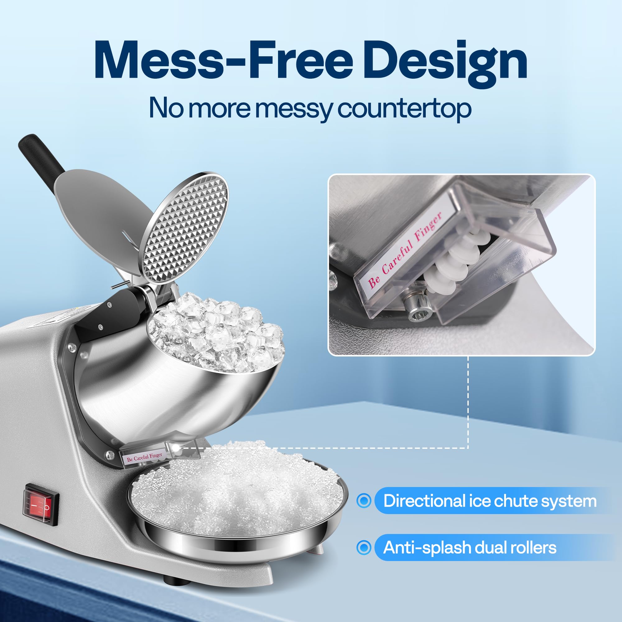 VIVOHOME Electric Ice Shaver Snow Cone Maker Machine Silver 143lbs/hr with Ice Pick for Home and Commercial Use