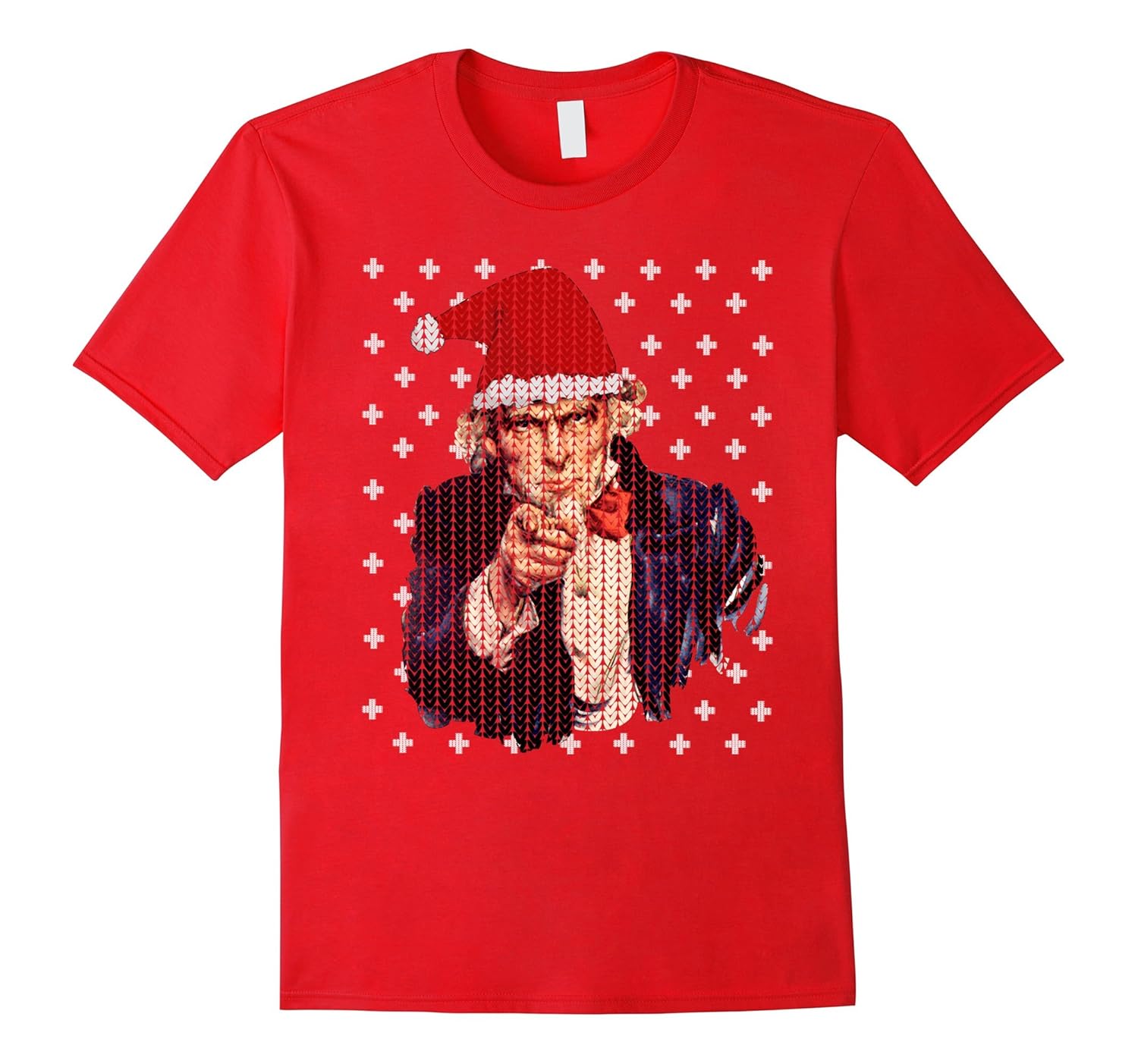 UGLY CHRISTMAS SWEATER T SHIRT Santa Uncle Sam USA Patriotic-ANZ