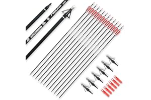 BOWSOUL 30inch Hunting Carbon Archery Arrows with 2.75” High Hardness Vanes Spine 400 for Compound Bow and Recurve Bow