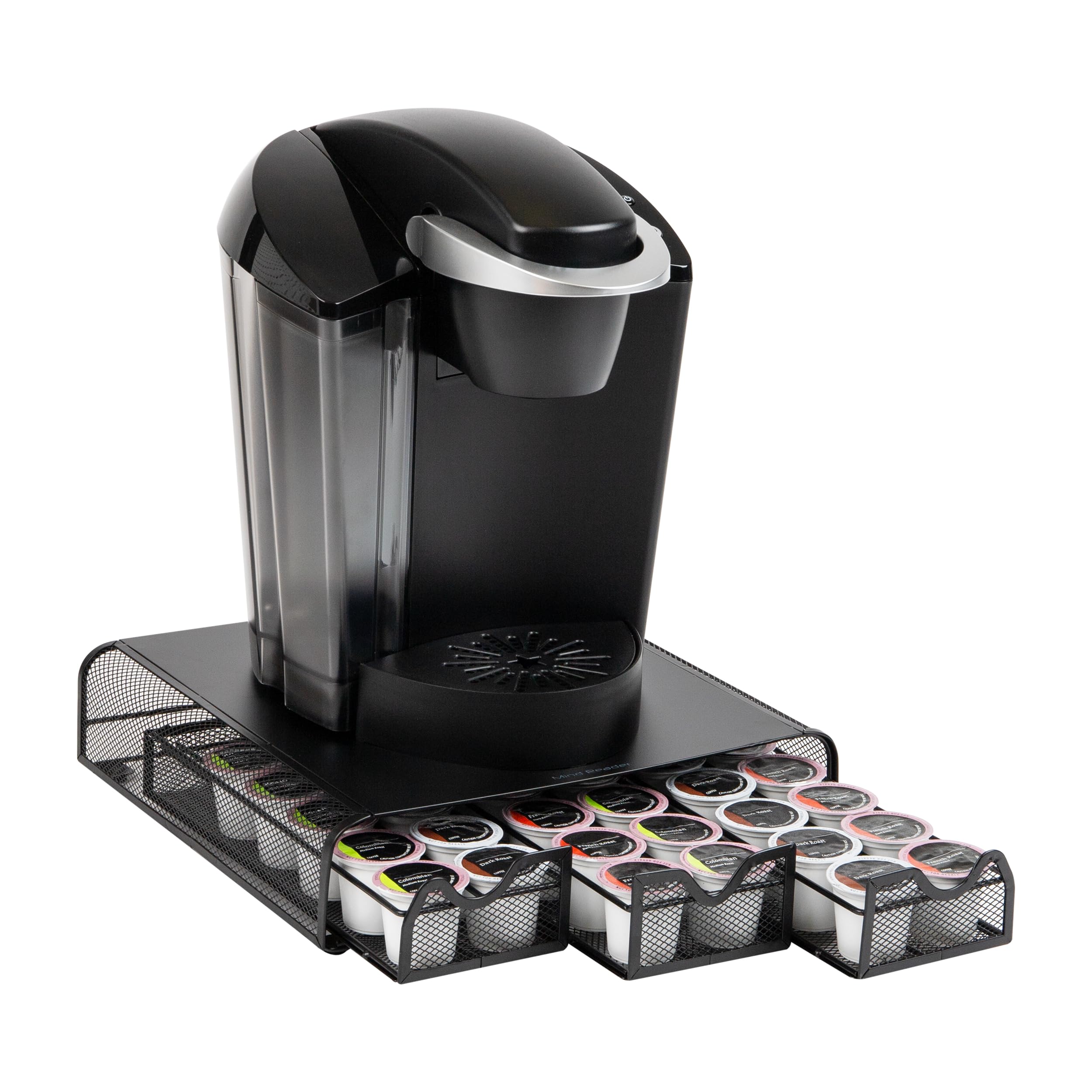 Photo 1 of Mind Reader Single Serve Coffee Pod Drawer, 36 Pod Capacity, Decorative Mesh Drawer, Metal, 13.75"L x 12.75"W x 3"H, Black