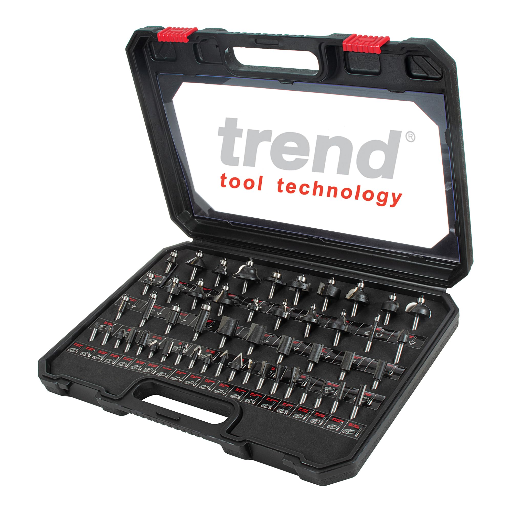 Trend 50 Piece Router Bit Starter Set, 1/4 Inch Shank, Tungsten Carbide Tipped, Case Included, SET/SS50X1/4TC