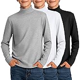 LessonZoo 3 Pack Boys Turtleneck Tops Kids Long Sleeve Shirts Turtle Neck Pullover Undershirt Youth Basic Layer Warm Tops