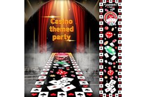 Thyle Casino Theme Party Decorations Casino Night Poker Carpet Las Vegas Red Black Runner Rug Party Aisle Hallway Rug 10 ft Area Track Floor Runner Non Slip Western with 2 Carpet Tape for Birthday