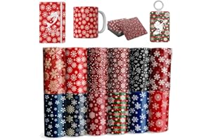 Christmas Transfer Sheets, 12 Pcs 4.5"x12" Snowflakes Sublimation Sheets, CUKCUT Heat Transfer Sub Paper for Mugs Coasters Shirts Earrings