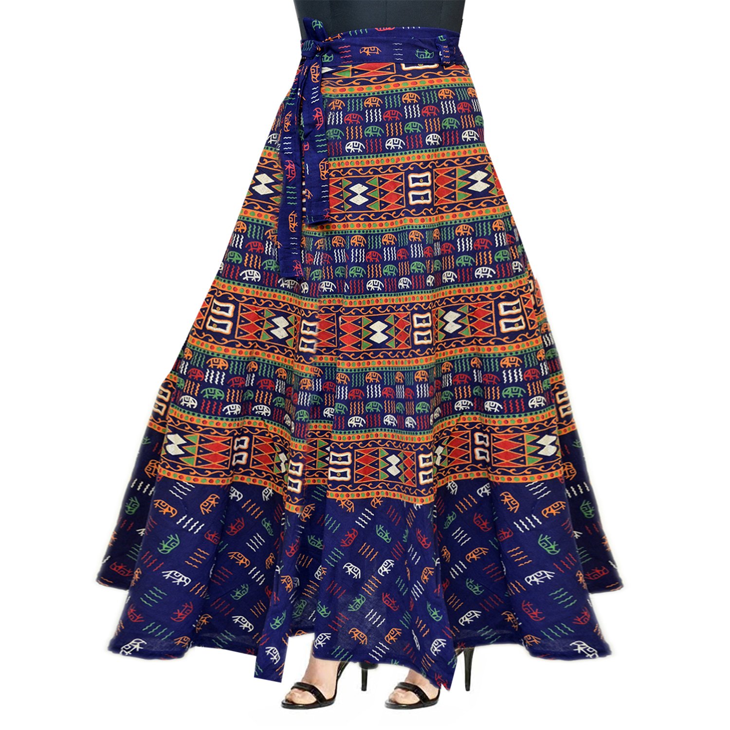 jwf women's cotton wraparound skirt multicolour, free size