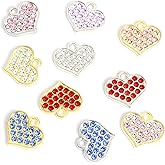 stino 40 Pieces Rhinestone Charms, Turtle Heart & Rhombus Jewelry Making Supplies, Silver & Gold Plated Crystal Pendants