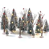 Sratte 38 Pieces Christmas Village Trees Set Christmas Village Accessories Decor Mini Bare Branch Miniature Snow Frost Trees Home Table Top Decoration