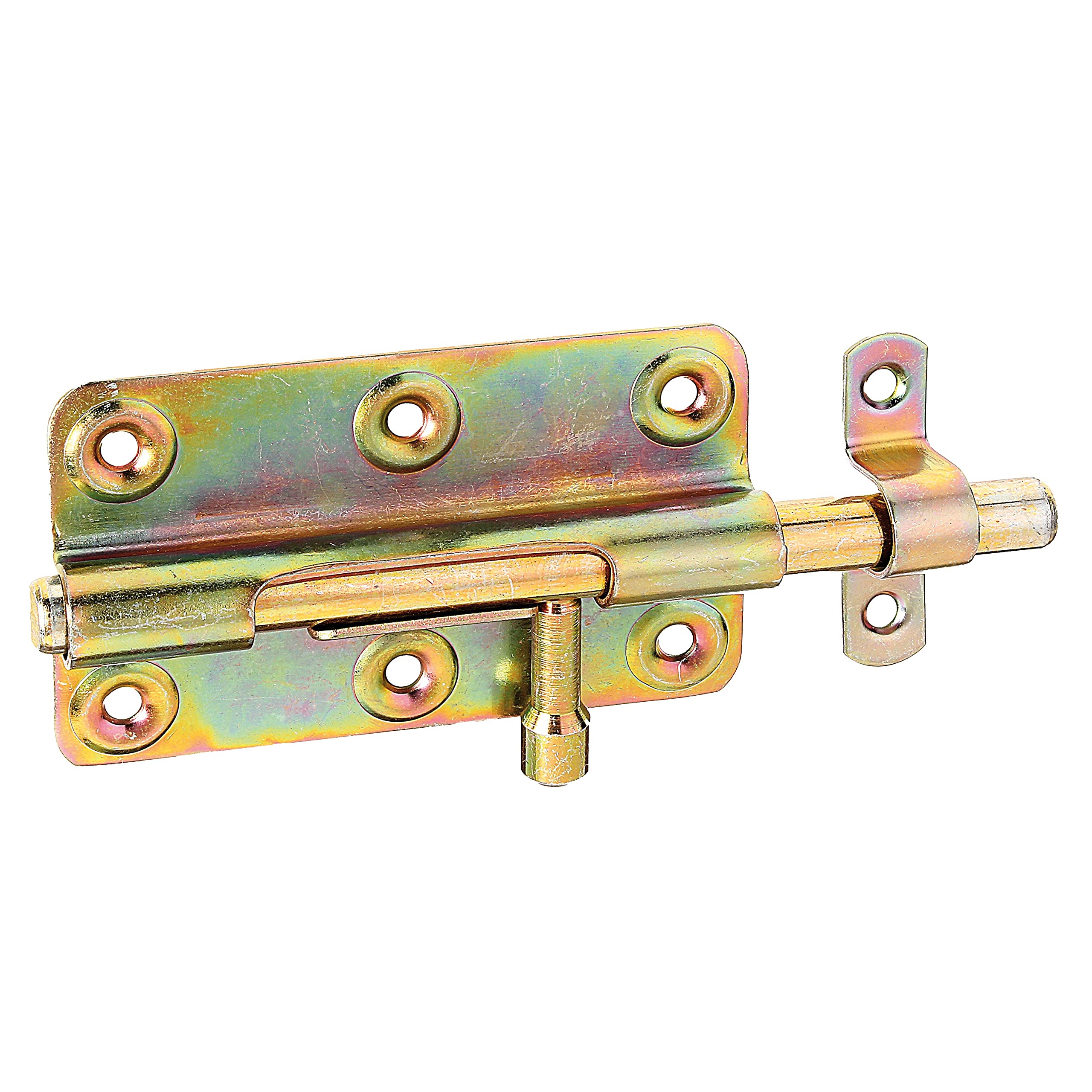 Round Bolt Lock with Round Handle and Fixed Tab 100 x 59 mm Oberflaeche: galvanisch Gelb verzinkt