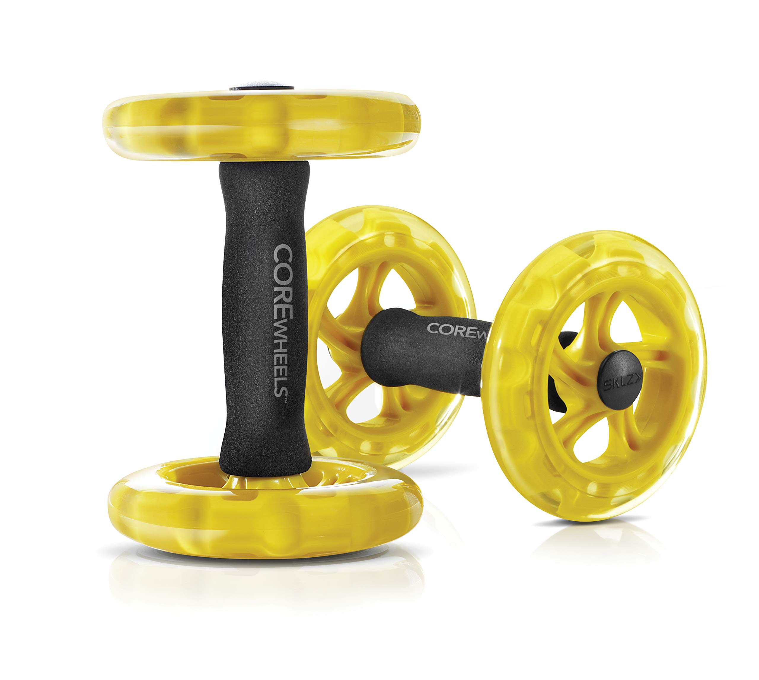 SKLZ Core Wheels Ab Trainer, Dynamic Strength & Stability, Ergonomic Foam Handles, Lightweight Design - Versatile Core Workout Tool for Midsection Toning, Flexibility, and Full-Body Strength Training
