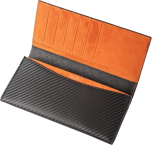 Amazon Number7 財布 メンズ 長財布 東レ ウルトラスエード カーボン レザー オレンジ ブラウン ブラック 財布