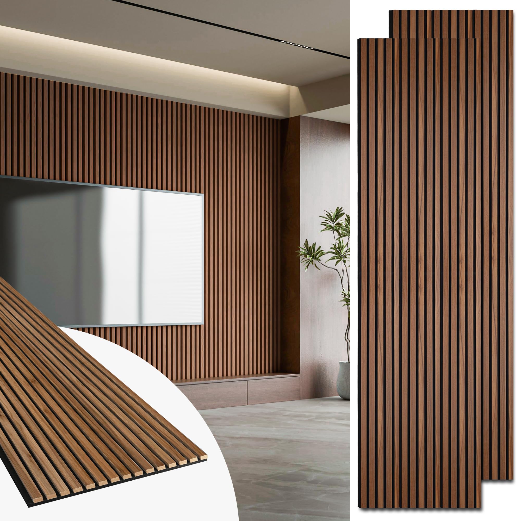 Art3d 2 Pack 94.5 x 24 inch Wood Slat Acoustic Panels for Wall ...