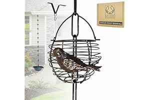 U-NITT Rain Chain Water Collection for Gutters, Rainwater Catcher & Diverter, 8.5 FT Chains for Outside Garden, Antique Bird Nest Cups, Roof Downspout, Works with Heavy Rain, w/ Gutter Clip for Rainchains