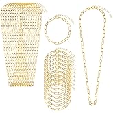 Oqqlin 20 Pcs Paperclip Chain Necklace Bracelet Kit, Gold Charm Necklace Bracelets Making Kit with Lobster Clasps Alloy Paperclip Chain Bulk for DIY Jewelry Making (18 Inch, 6.5 Inch)