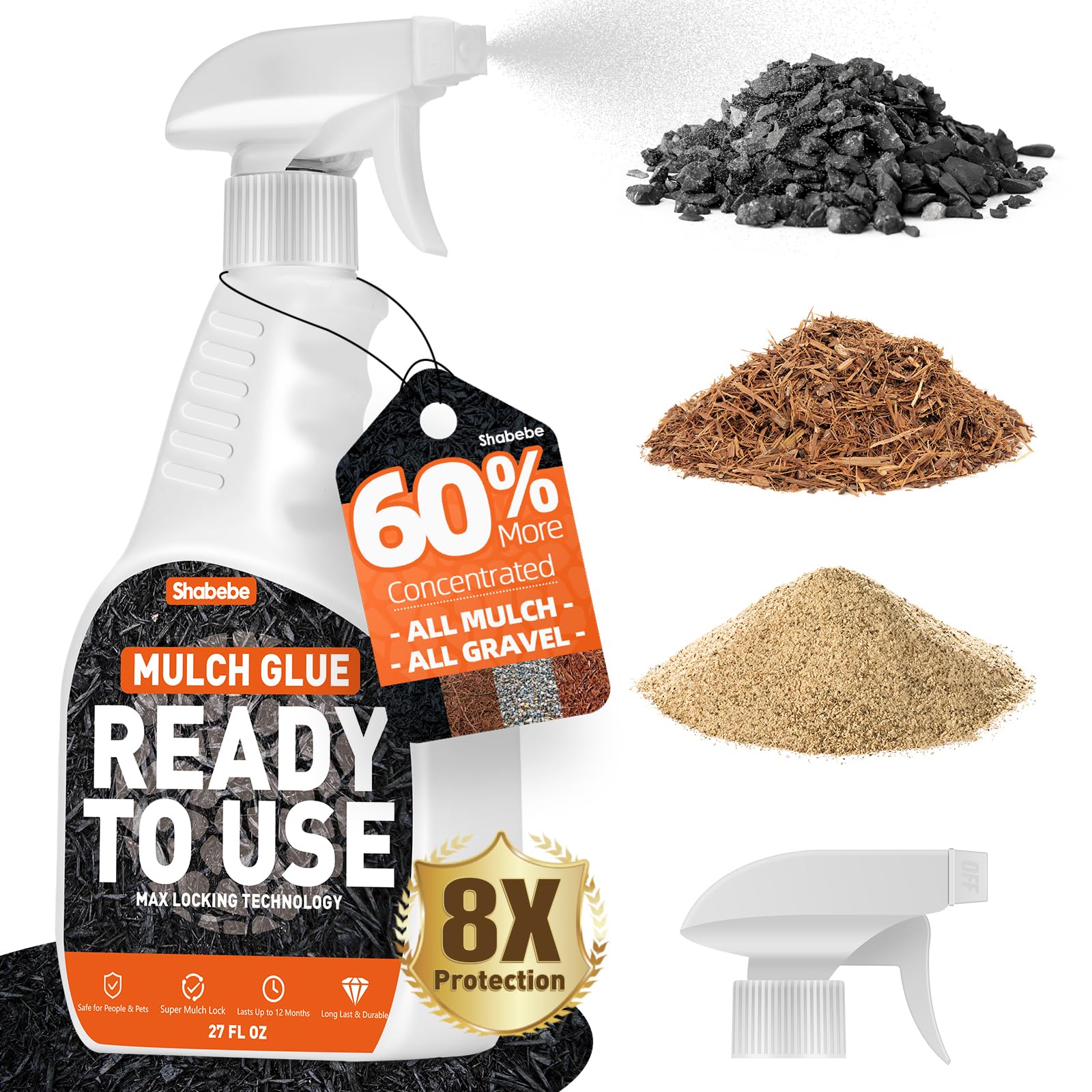 Photo 1 of Mulch Glue with Sprayer -Ready to Use Binder for Landscaping, Fast-Dry No Dilution Landscape Glue Spray for Rocks, Binder, Mulch Lock and Pea Gravel Stabilizer 27OZ